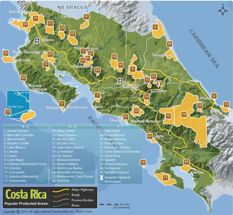 Protected Areas Map — costarica-information.com