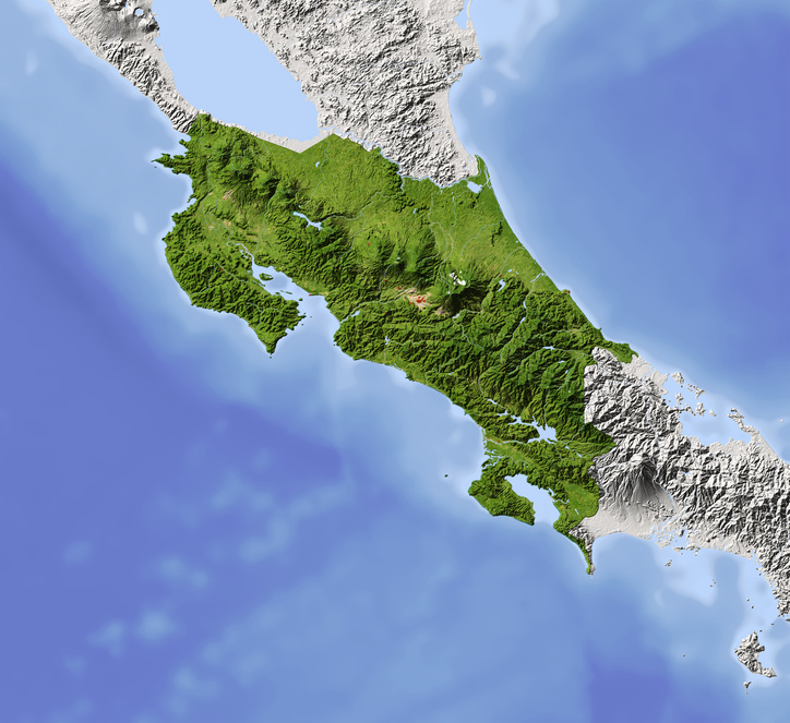 Costa Rica Topography Map